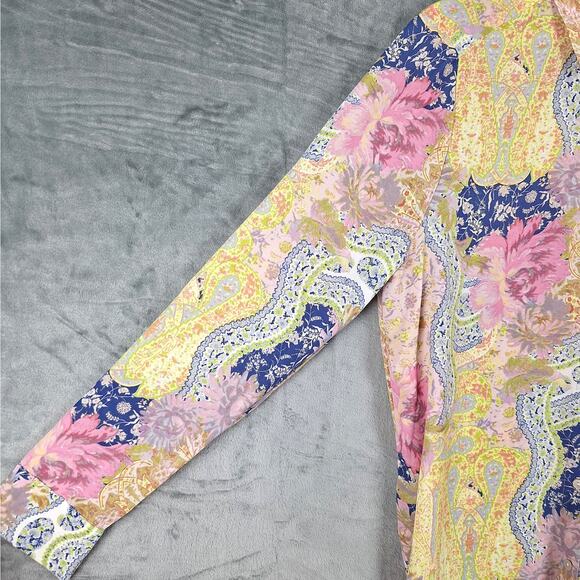 Rose & Olive Top Medium Paisley Button‎ Up Floral Patchwork Retro Career Office - Picture 3 of 8